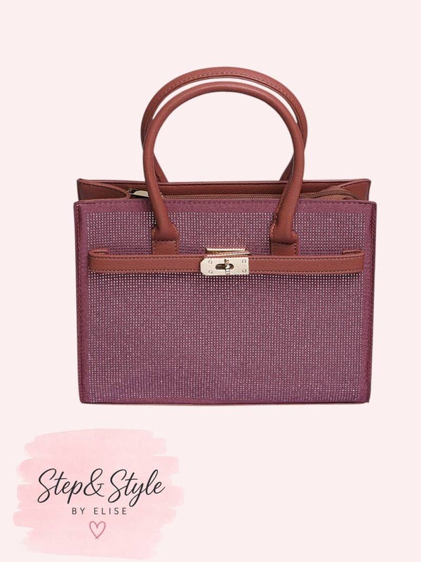 Handtas Fuchsia Strass Stenen