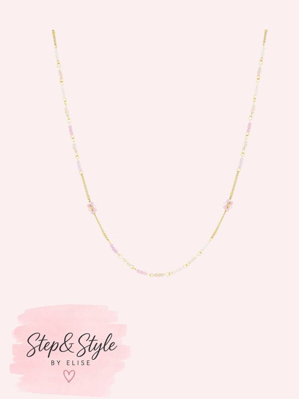 Stralende bloemen ketting roze