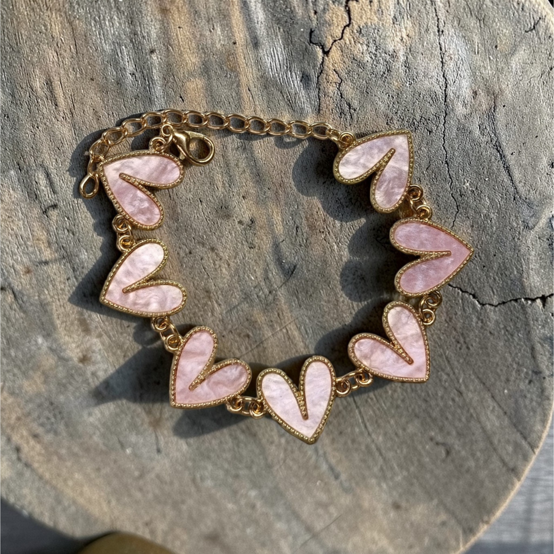 Luxe Hartjesarmband Noir Zacht Roze