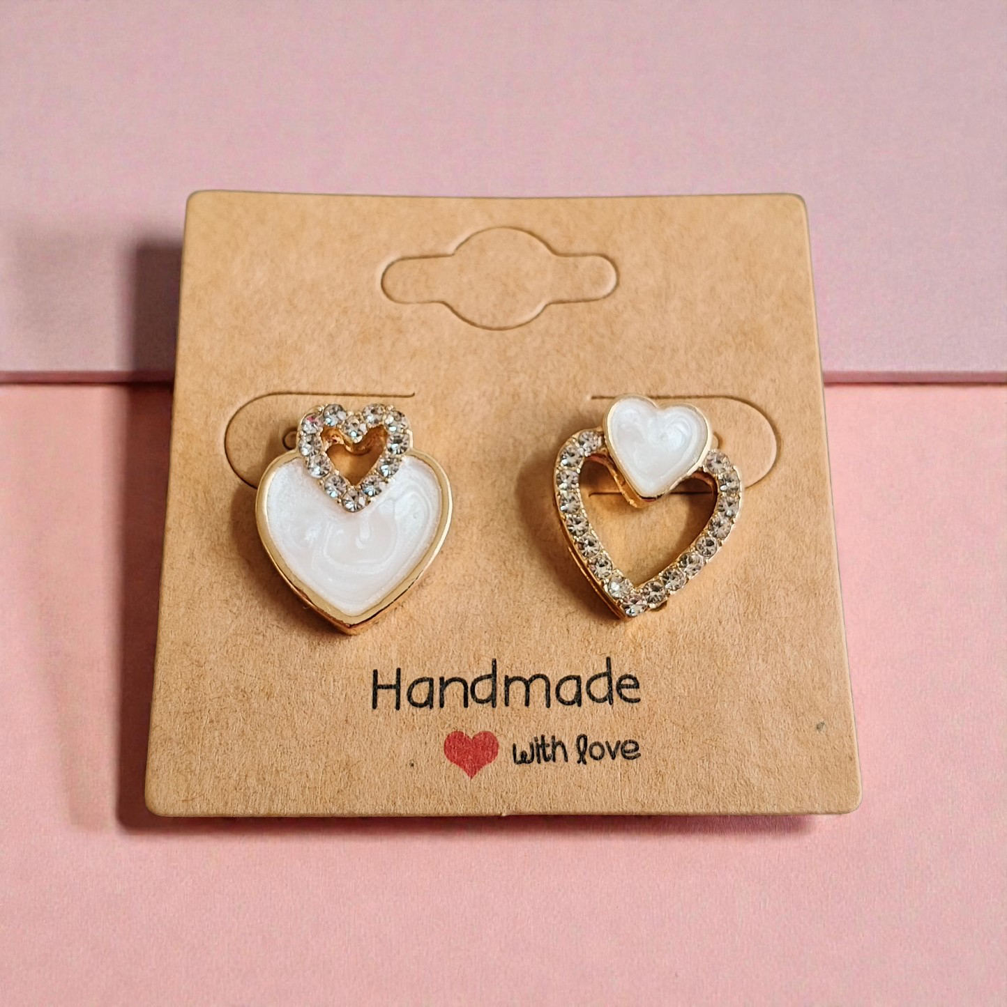 Parelmoer zirkoon hartjes