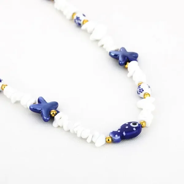 Handgemaakte Keramiek Ketting – Delftsblauw