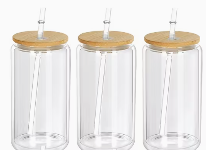 Acryl Tumbler 16Oz (473Ml), bamboe deksel