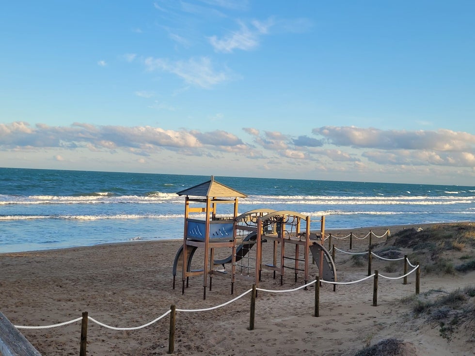 Sunset over Arenales del Sol beach near Gran Alacant