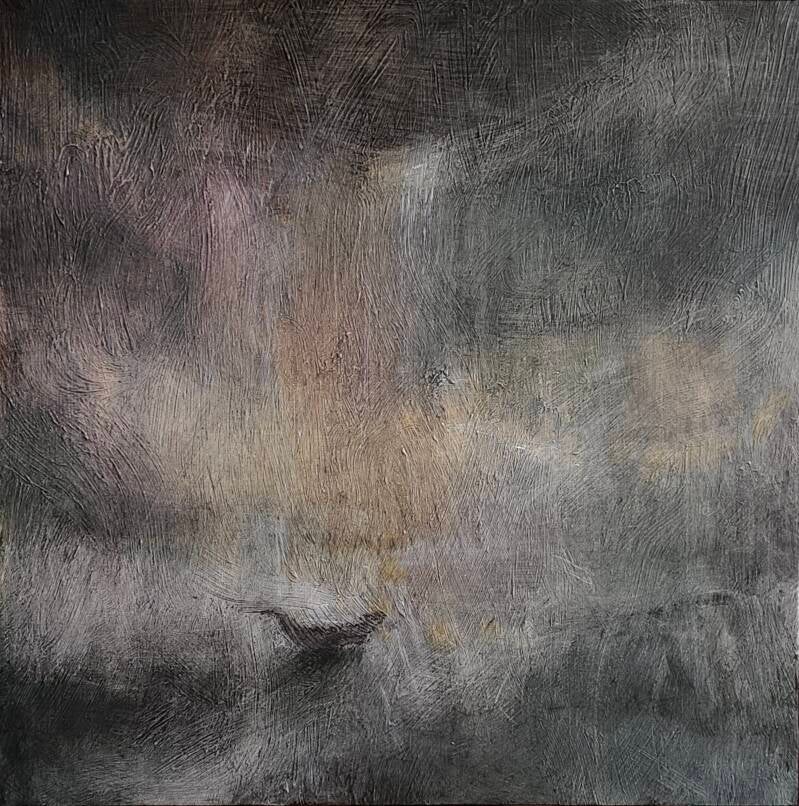Through silent waters my godola glides, oil on panel 40 x 40 cm., 2026.