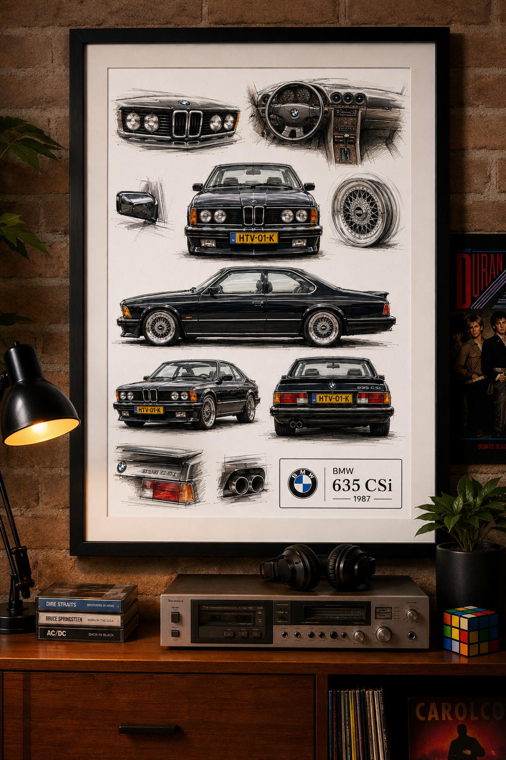 A4 auto illustratie met passe-partout