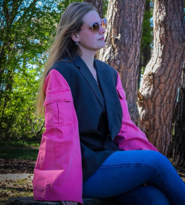 Blazer roze jeans Adidas