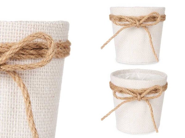 MACETERO TELA CON LAZO 10X10CM BLANCO 86455