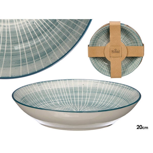PLATO HONDO RAYAS AZUL 20CM- 14020