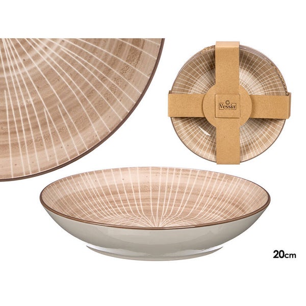 PLATO HONDO RAYAS MARRON 20CM- 14014