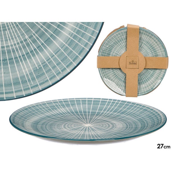 PLATO LLANO RAYAS AZUL 27CM- 14019