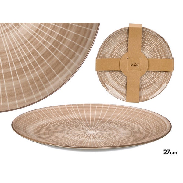 PLATO LLANO RAYAS MARRON 27CM- 14013