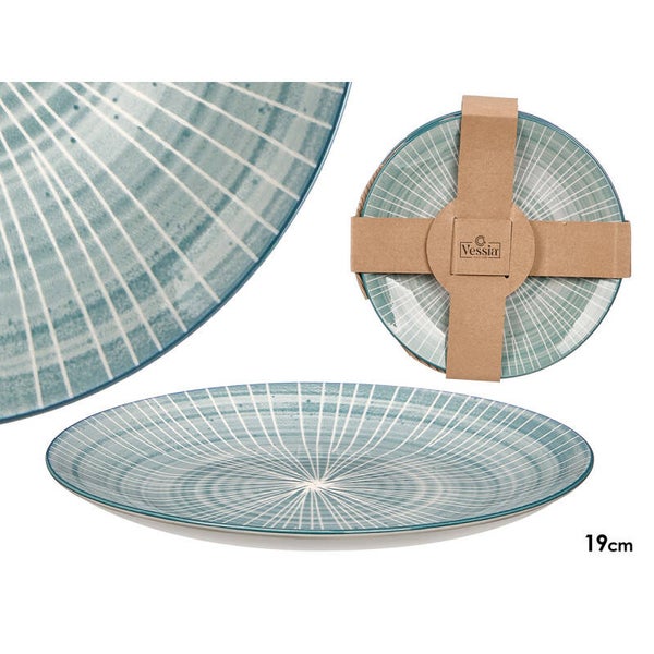 PLATO POSTRE RAYAS AZUL 19CM- 14021