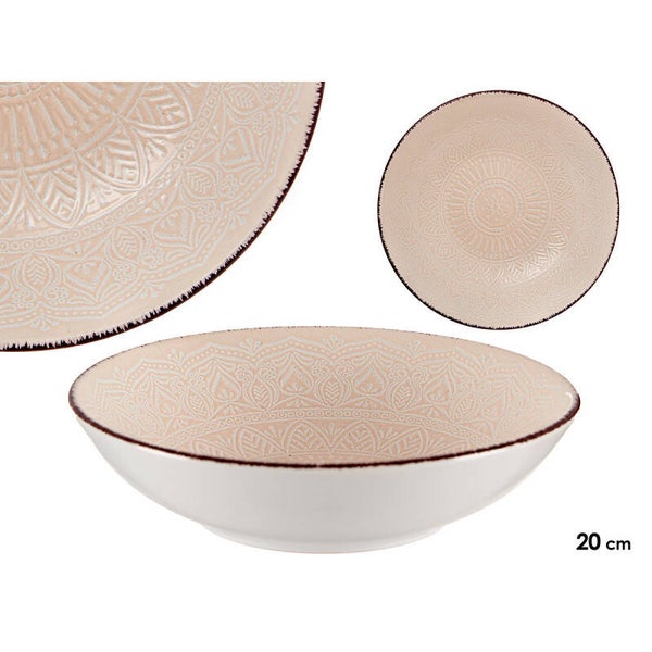 PLATO RELIEVE HONDO BEIGE 20CM- 90016
