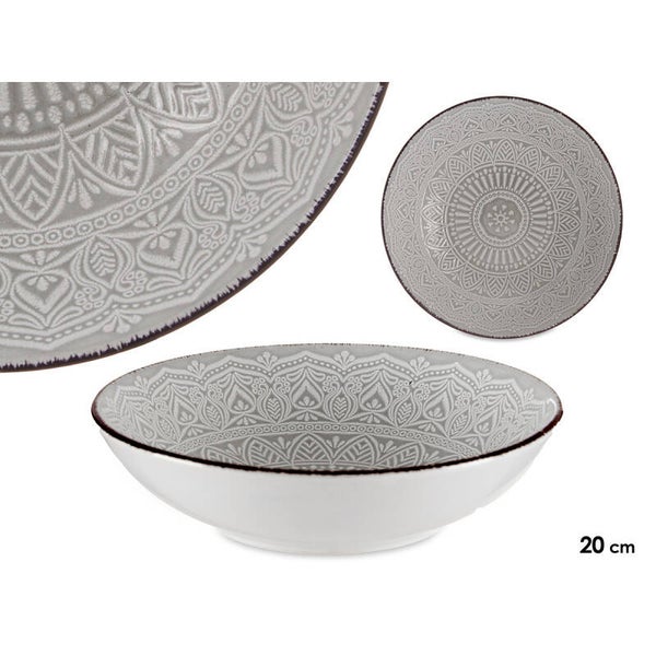 PLATO RELIEVE HONDO GRIS 20CM- 90010