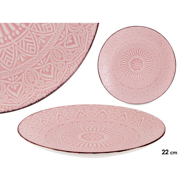 PLATO RELIEVE POSTRE ROSA 22CM- 90003
