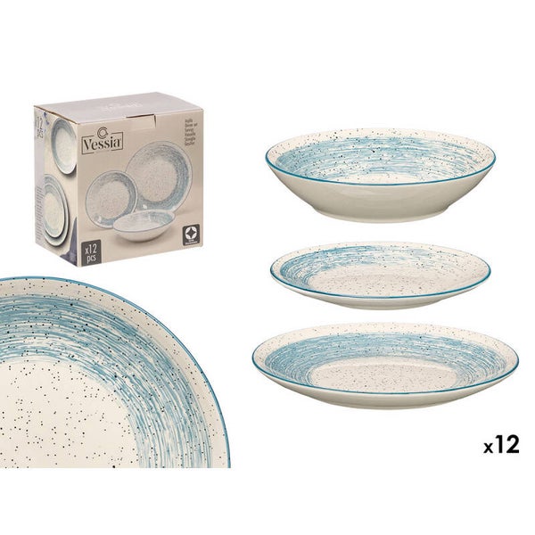 VAJILLA 12PZS PATINADA AZUL- 13989