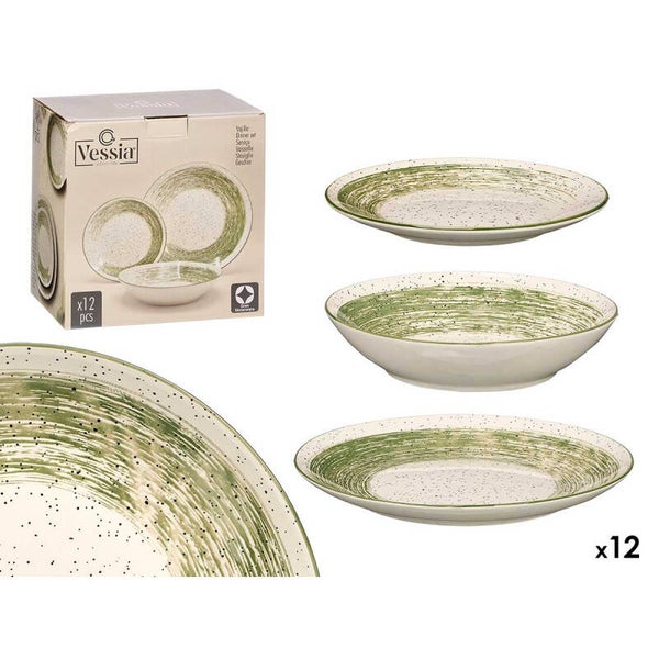 SET VAJILLA 12PZS PATINADA VERDE- 13988