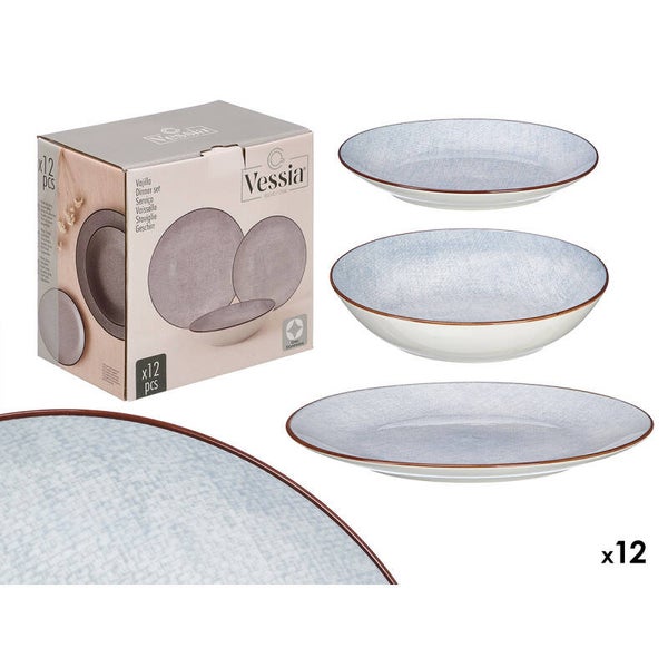 VAJILLA PORCELANA 12 PZS GRIS- 13454