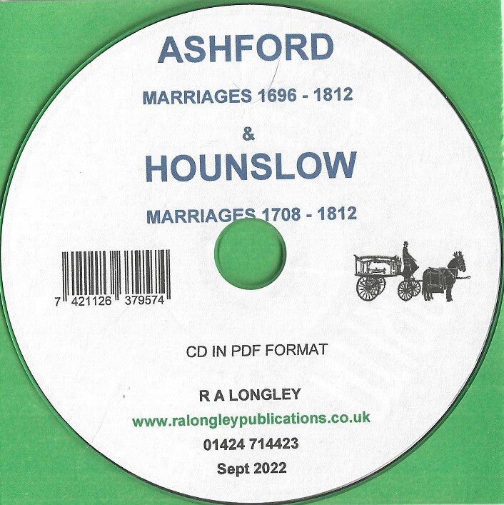Ashford & Hounslow Marriage Records 1696 - 1812