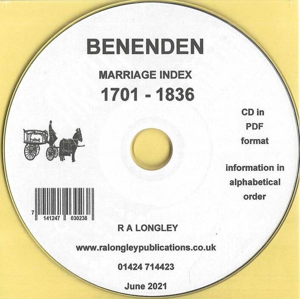 Benenden Marriage Index 1701 – 1836