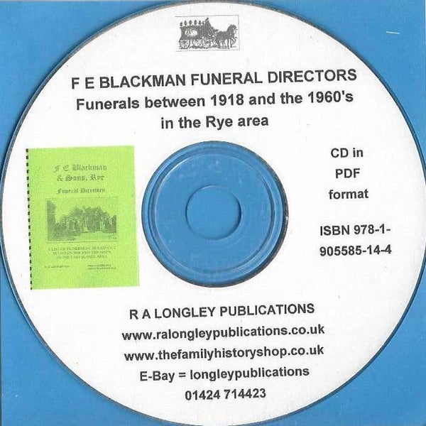 Blackman's of Rye Funeral Directors 1918 - 1960's Index