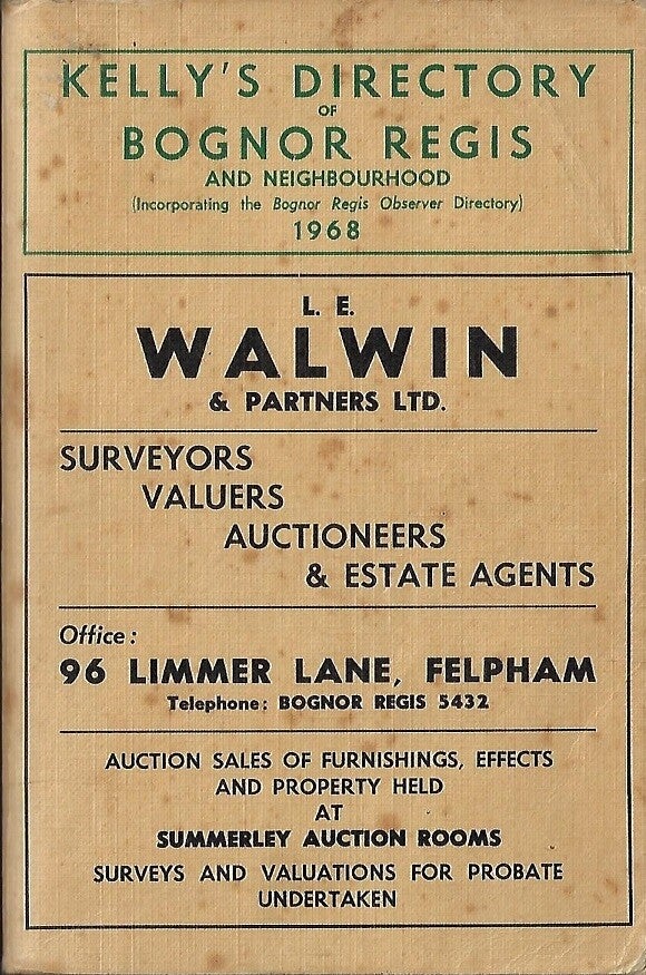 Bognor Regis 1968 Directory [Kelly's]