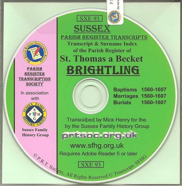 Brightling Parish Records 1560 - 1607