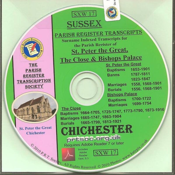 Chichester [St. Peter the Great, the Close & Bishop's Palace] Parish Records 1556 to 1921