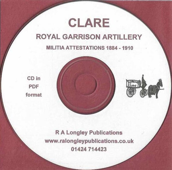 Clare Royal Garrison Artillery Index 1884 - 1910