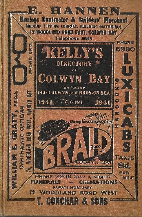 Colwyn Bay Directory 1941 [Kelly’s