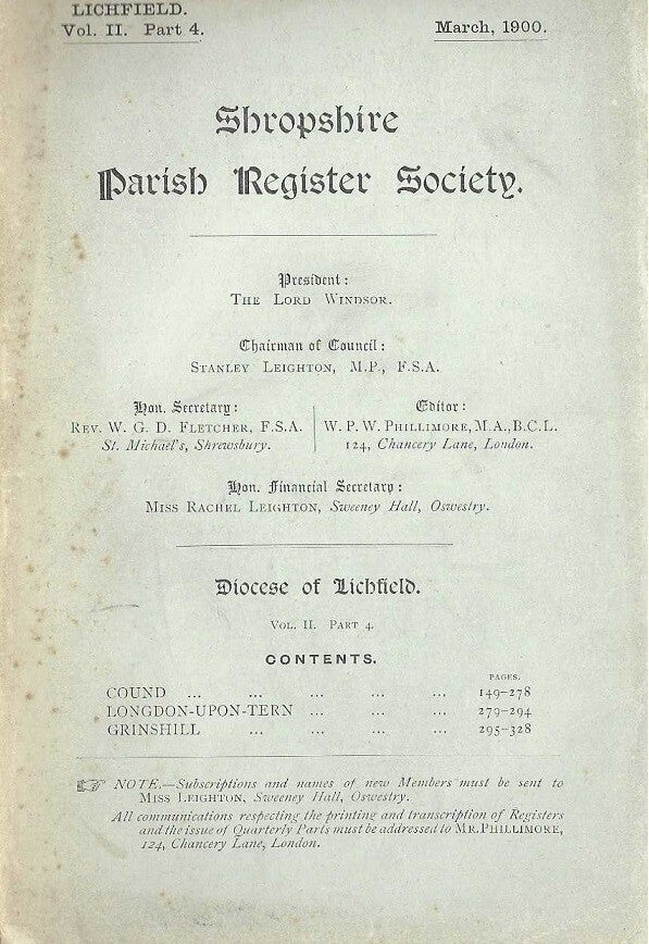 Cound Parish Records 1559 - 1812