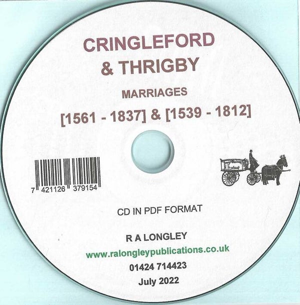 Cringleford & Thrigby Marriages 1539 – 1837