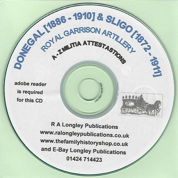 Donegal and Sligo Royal Garrison Artillery Index 1872 – 1911