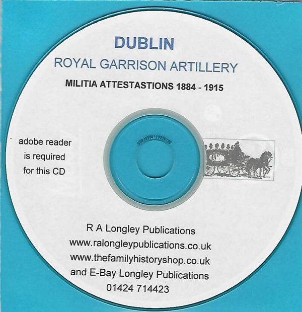 Dublin Royal Garrison Artillery Index 1884 - 1915