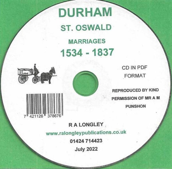 Durham [St. Oswald]  Marriages 1534 to 1837