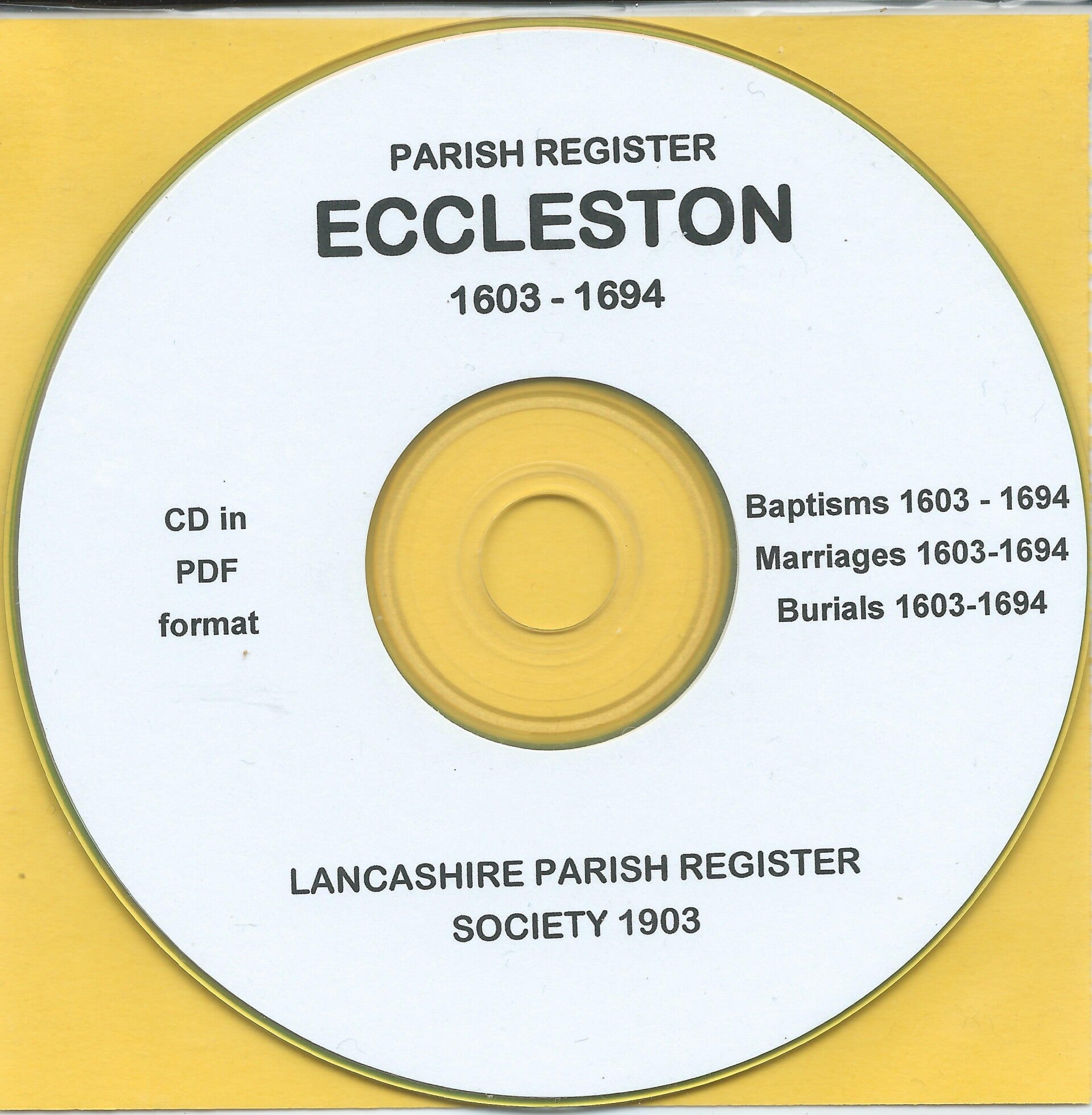 Eccleston Parish Records 1603 - 1694