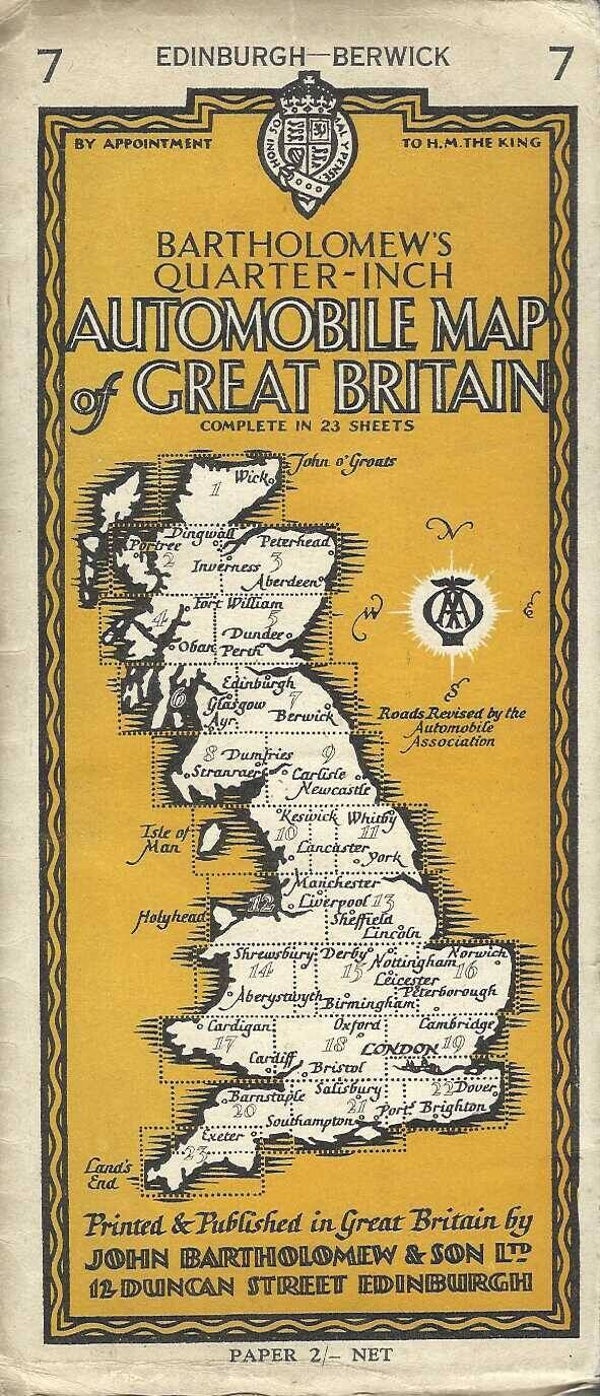 Edinburgh & Berwick [O/S No. 7] Automobile Map