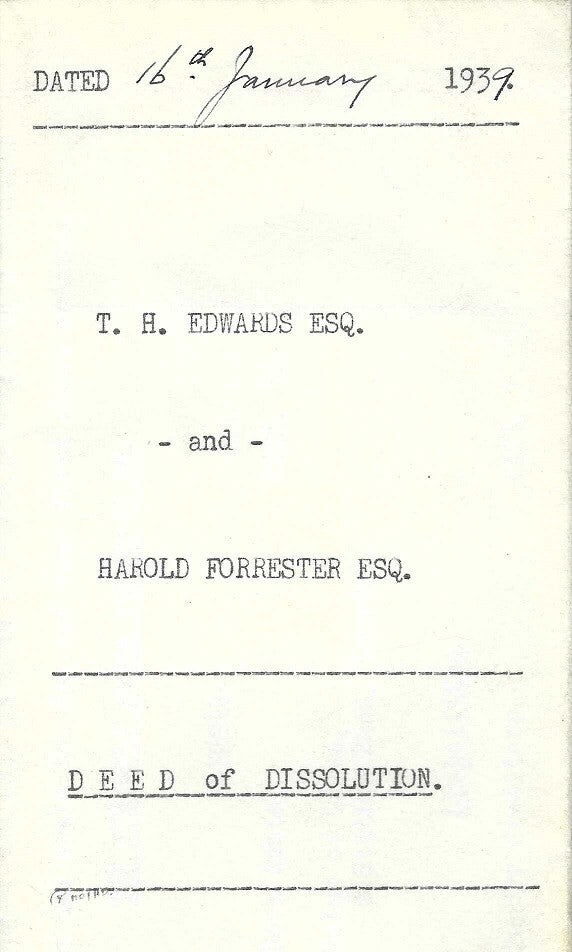 Edwards / Forrester Dissolution Deed 1939