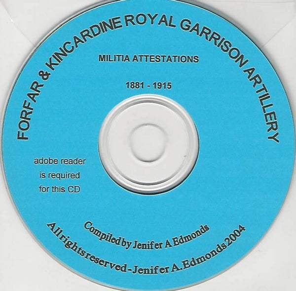Forfar & Kincardine Royal Garrison Artillery Index 1881 – 1915
