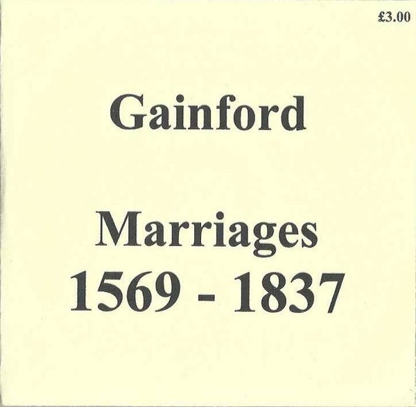 Gainford  Marriages 1569 to 1837