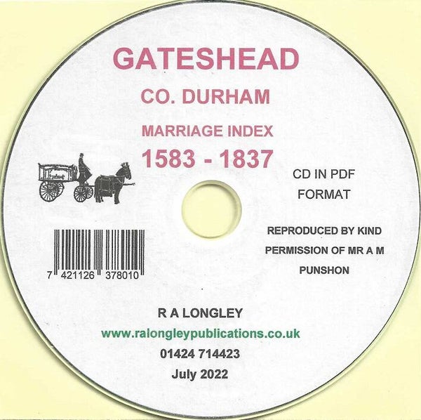 Gateshead  Marriages 1583 to 1837