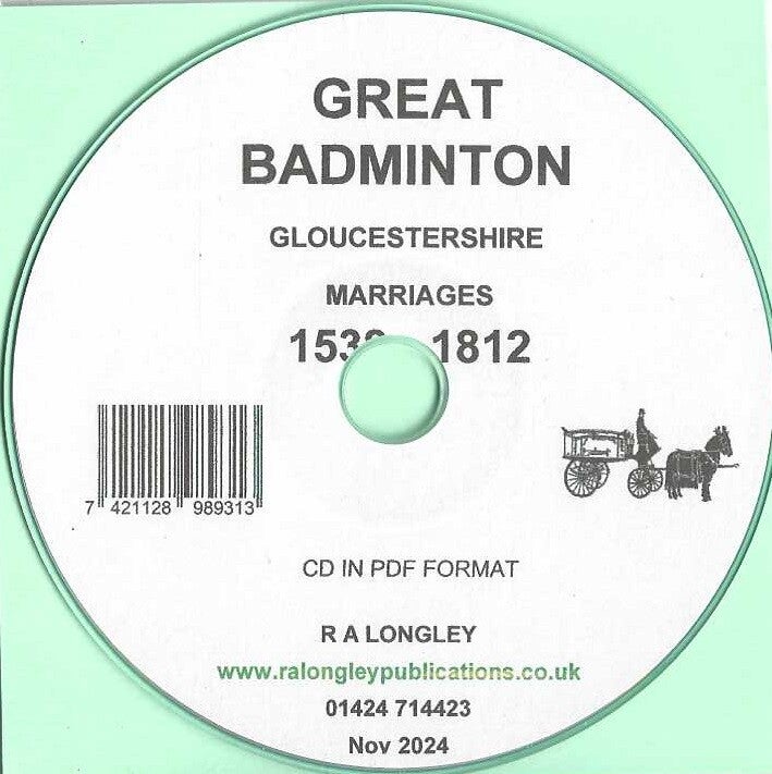 Great Badminton Marriage Records 1538 – 1812