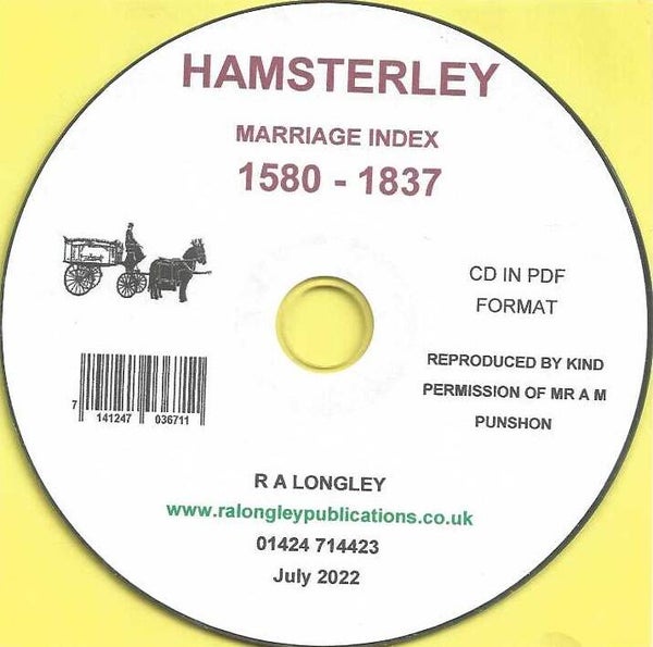 Hamsterley  Marriages 1580 to 1837