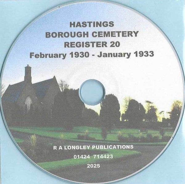 Hastings Cemetery Burial Register 20 [Feb 1930 - Jan 1933]