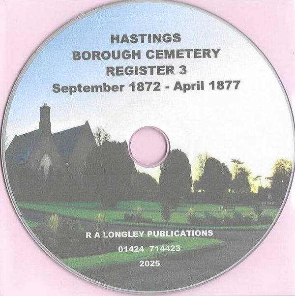 Hastings Cemetery Burial Register 3 [Sept 1872 - April 1877 Index]