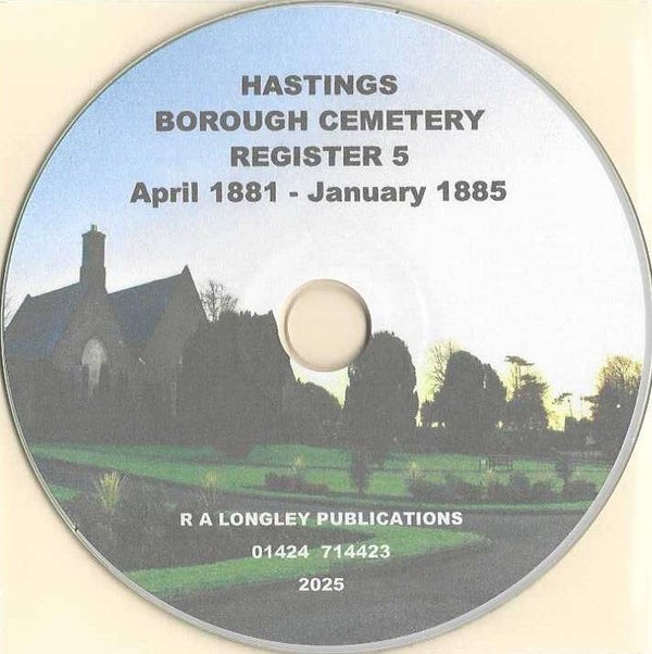 Hastings Cemetery Burial Register 5 [April 1881 - Jan 1885 Index]