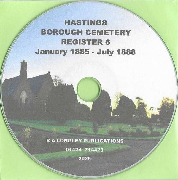 Hastings Cemetery Burial Register 6 [Jan 1885 - July 1888 Index]