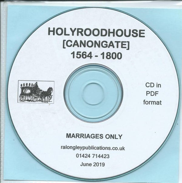 Holyroodhouse [Canongate] Marriage Records 1564 – 1800