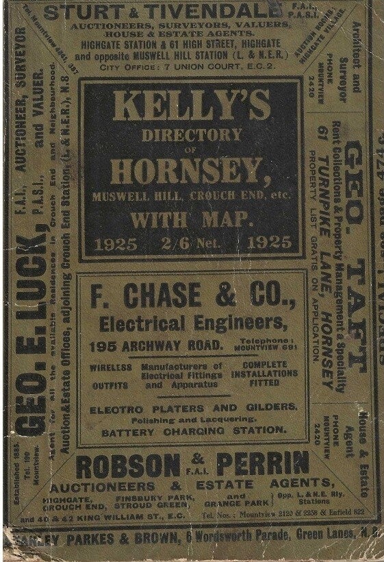 Hornsey Directory 1925 [Kelly’s]