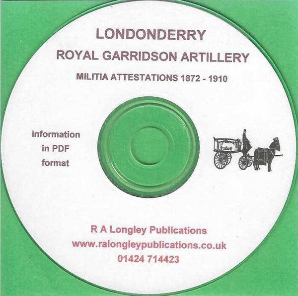 Londonderry Royal Garrison Artillery Index 1872 - 1910